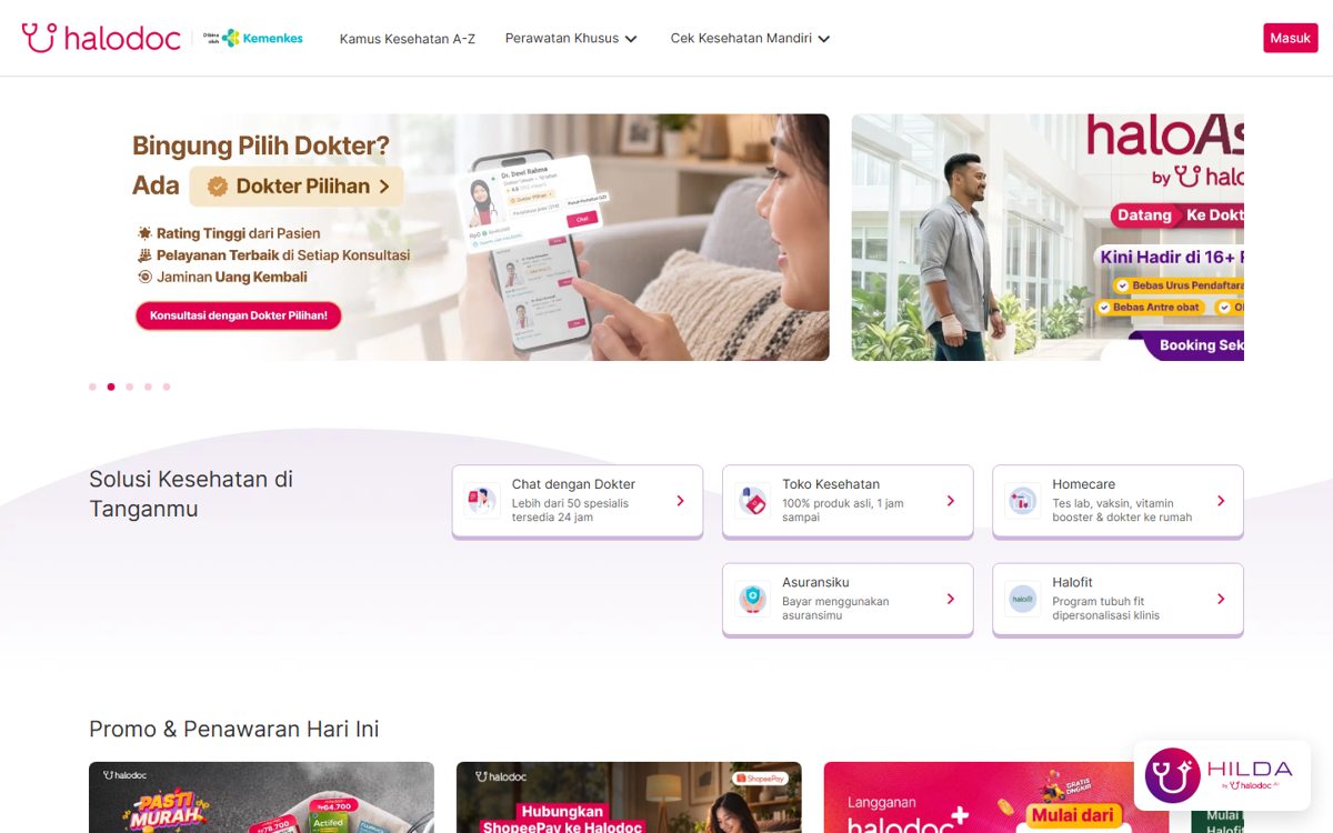 Phần mở đầu website Halodoc