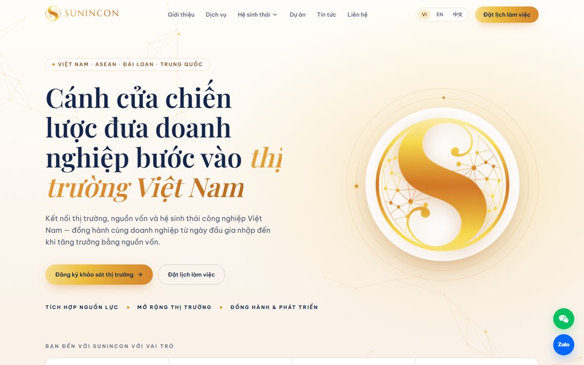 Phần mở đầu website SUNINCON